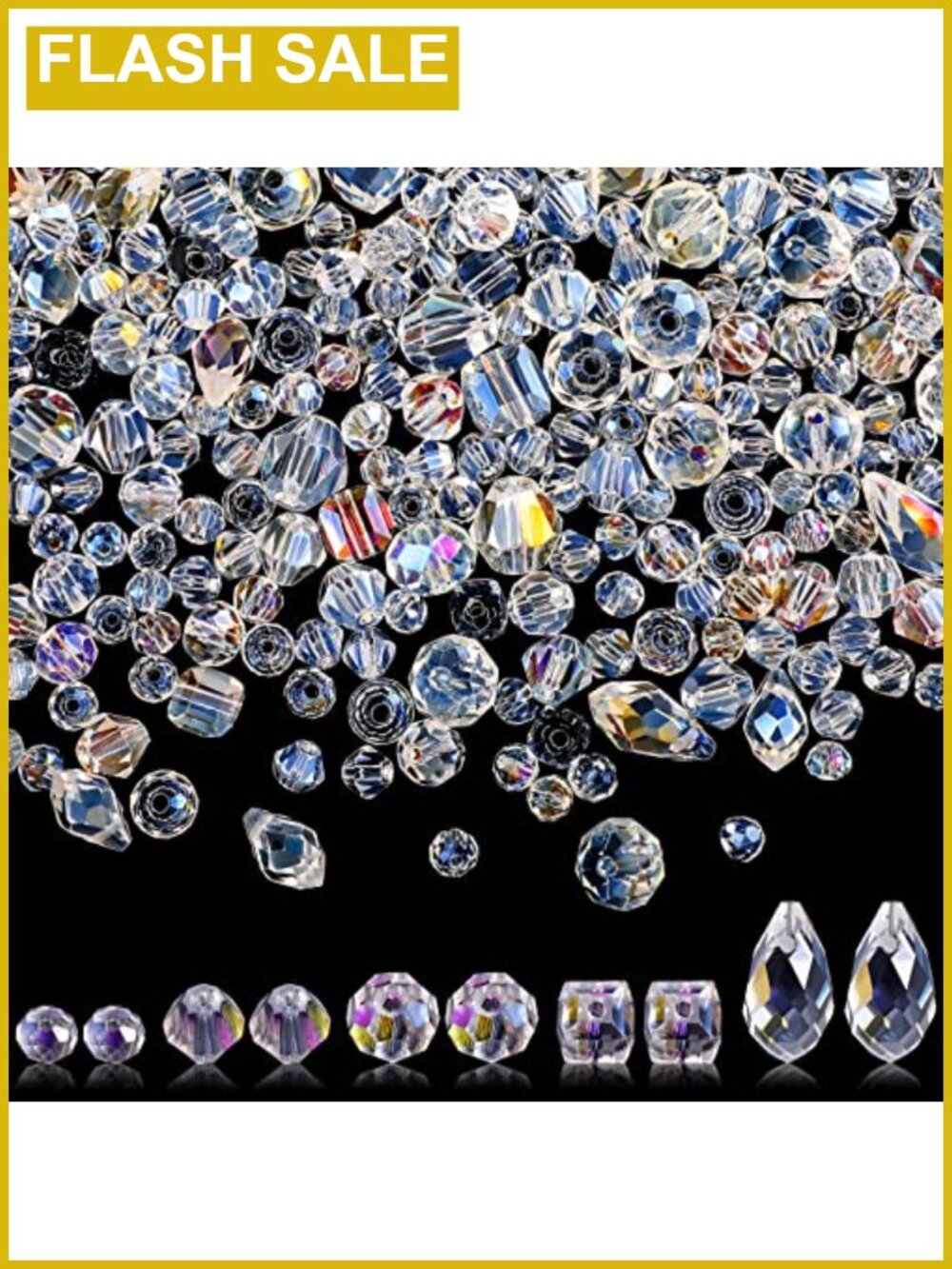 1280 Pcs Crystal Glass Beads for Jewelry Making, Assorted Faceted Shapes, DIY